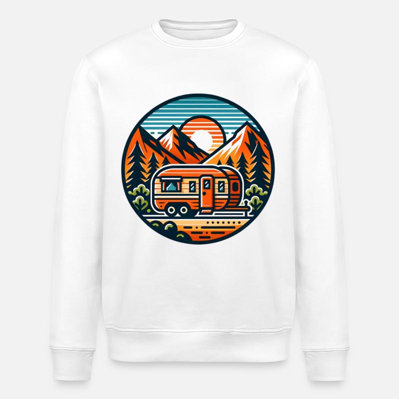Camping Camper Wohnwagen - Stanley/Stella Unisex Bio-Sweatshirt ROLLER - Weiß