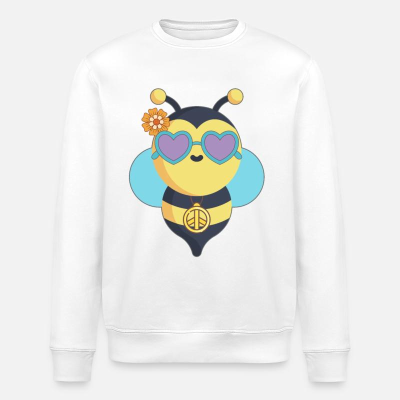 Bee Hippie Peace - Stanley/Stella ROLLER Unisex Organic Sweatshirt - white