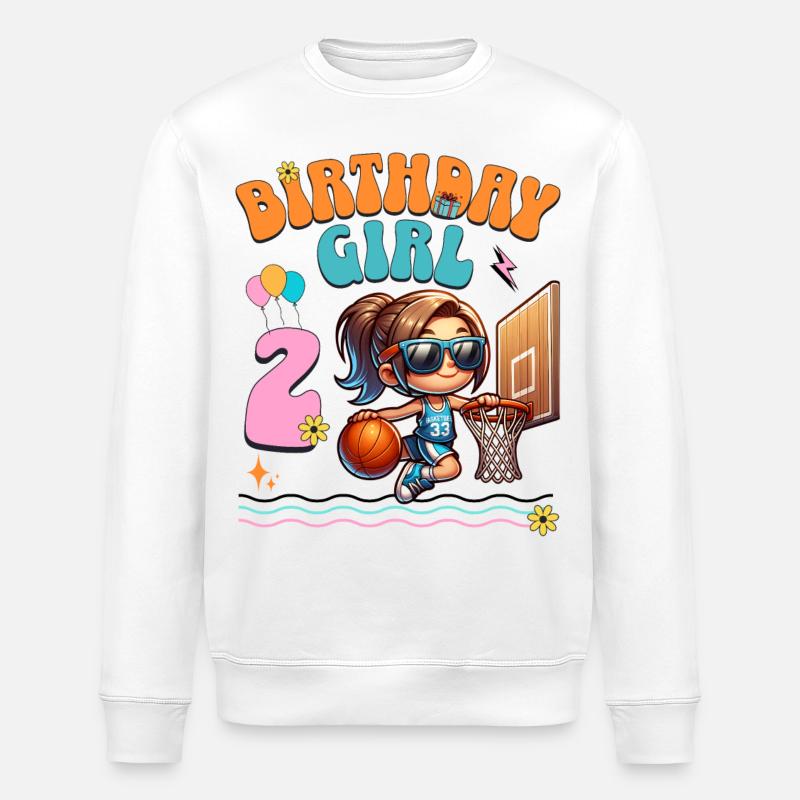 basket-ball 2e anniversaire fille basketteur - Sweat bio ROLLER Stanley/Stella Unisexe - blanc