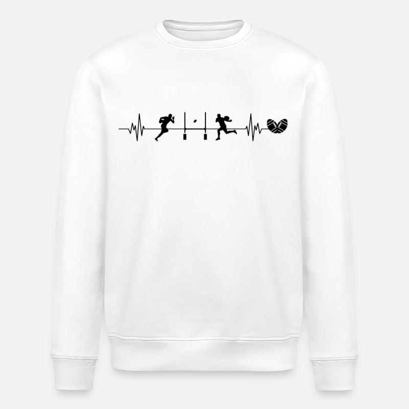 Rugby-Herzschlag Rugby-Geschenk - Stanley/Stella Unisex Bio-Sweatshirt ROLLER - Weiß
