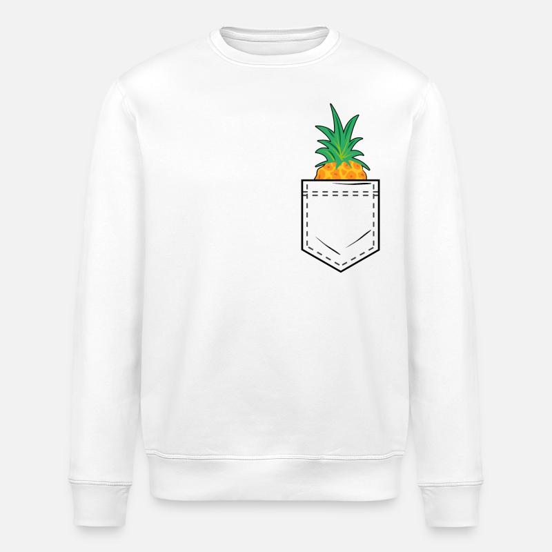 Brusttasche mit Ananaskopf - Stanley/Stella Unisex Bio-Sweatshirt ROLLER - Weiß