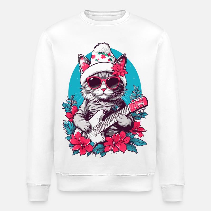 Chat mignon avec guitare - Sweat bio ROLLER Stanley/Stella Unisexe - blanc