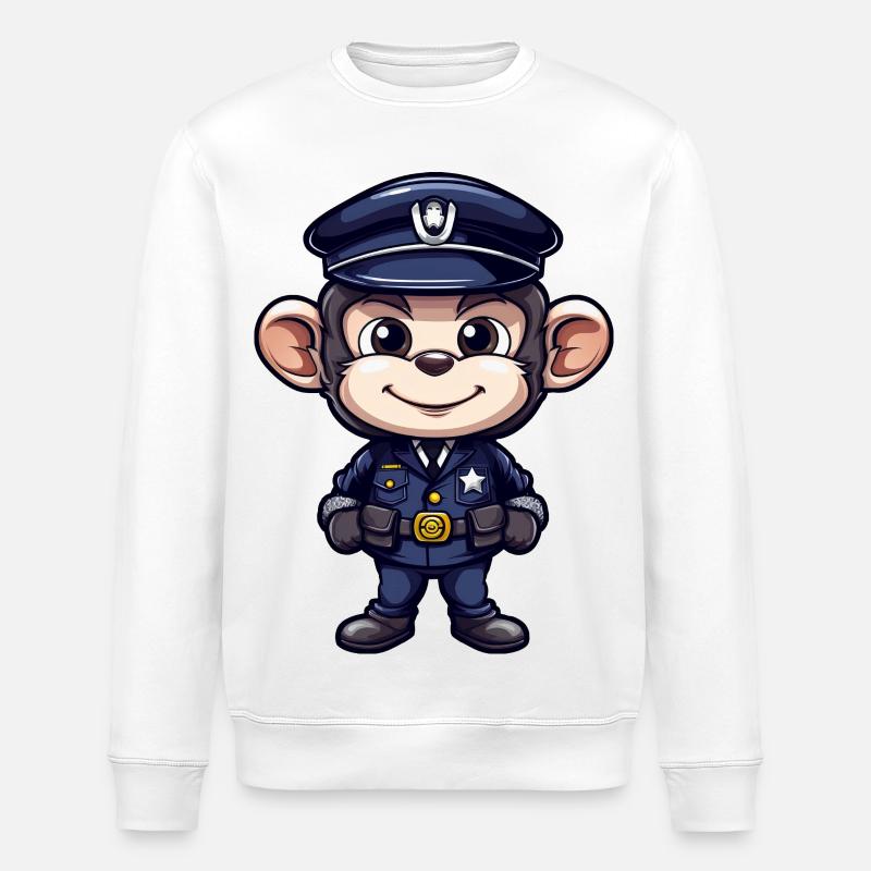Police Monkey - Stanley/Stella ROLLER Unisex Organic Sweatshirt - white