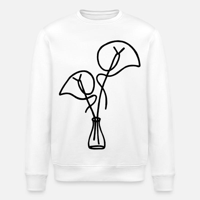 esquisse fleurale noire - Sweat bio ROLLER Stanley/Stella Unisexe - blanc