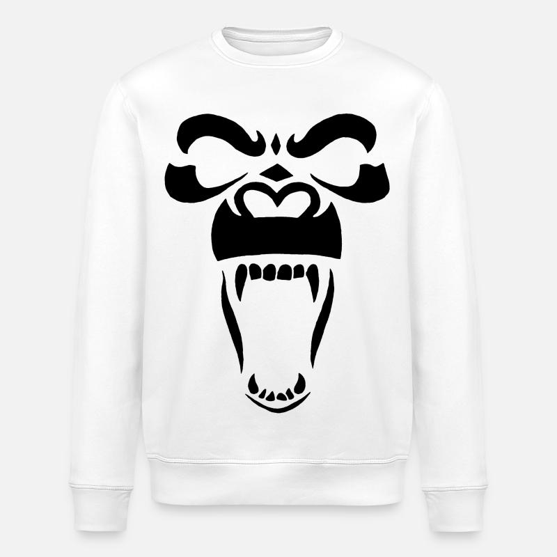 Schwarzer Gorilla - Stanley/Stella Unisex Bio-Sweatshirt ROLLER - Weiß