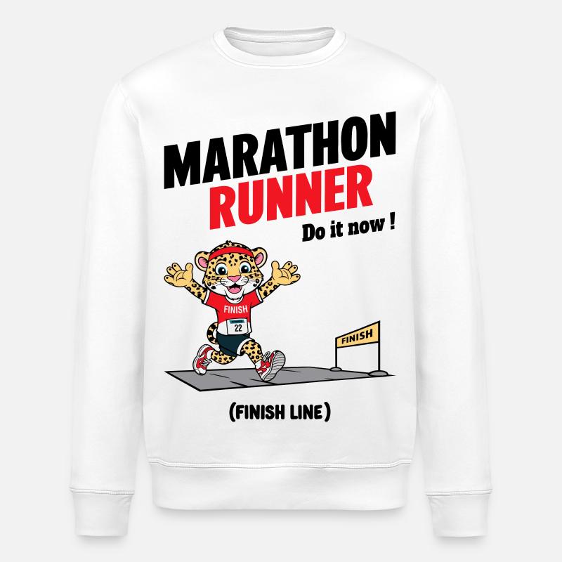 Leopard Marathon Runner - Stanley/Stella ROLLER Unisex Organic Sweatshirt - white