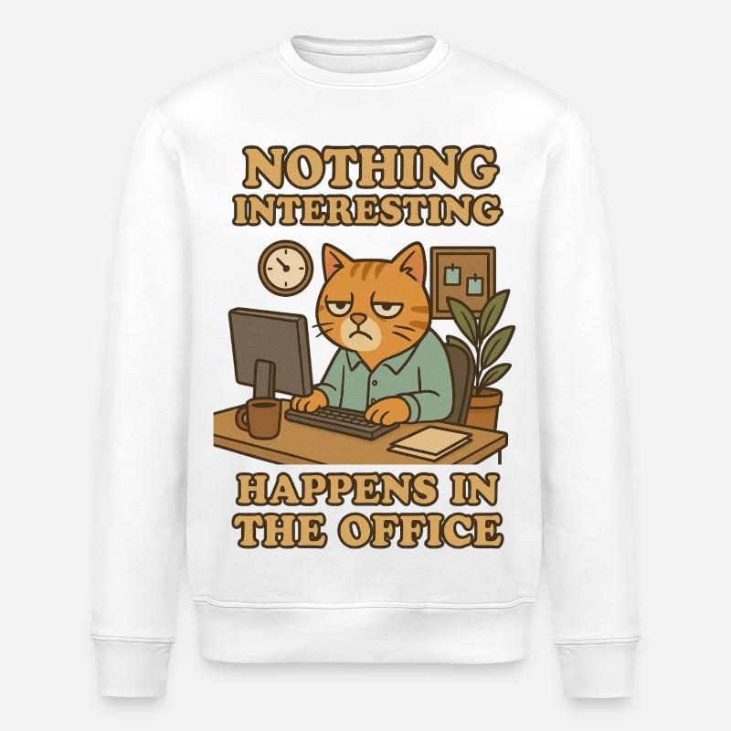 Nothing Interesting Office Katze - Stanley/Stella Unisex Bio-Sweatshirt ROLLER - Weiß