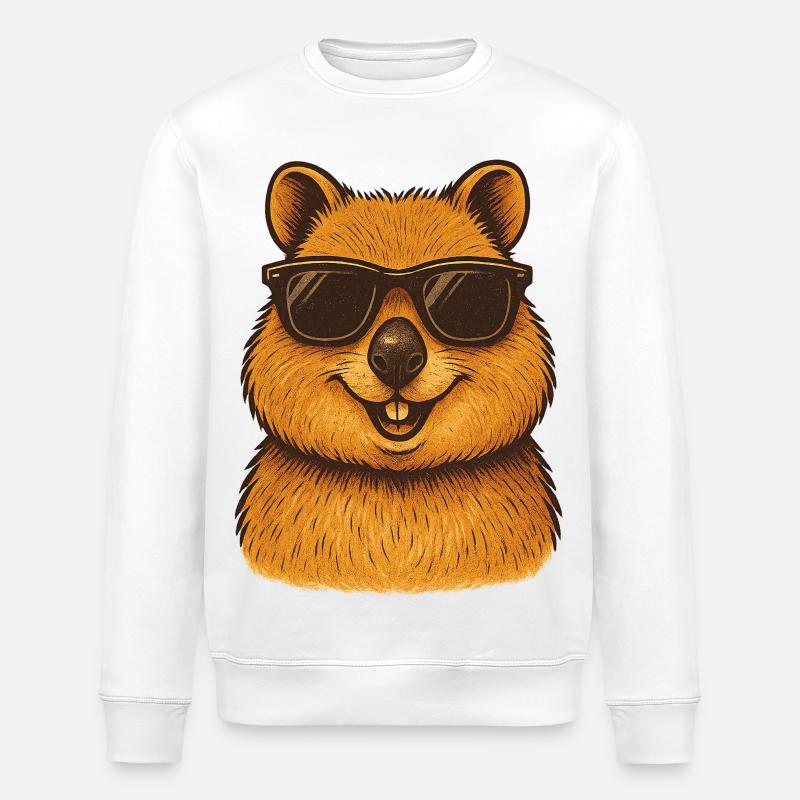Quokka avec lunettes de soleil - Sweat bio ROLLER Stanley/Stella Unisexe - blanc