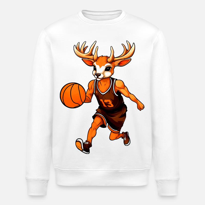 Hirsch Basketballer - Stanley/Stella Unisex Bio-Sweatshirt ROLLER - Weiß