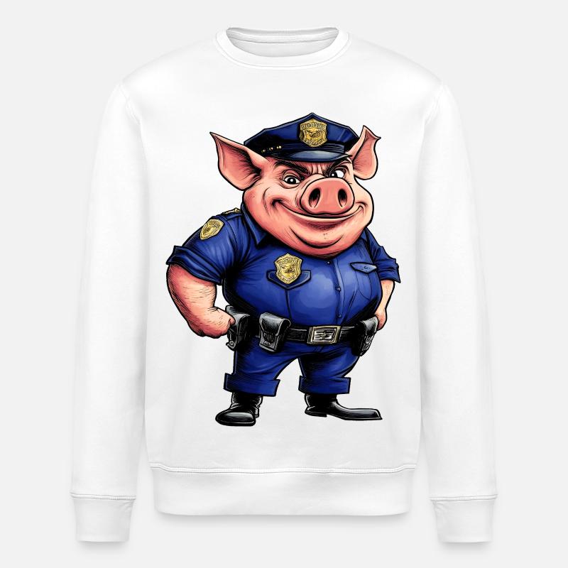 Cochon policier - Sweat bio ROLLER Stanley/Stella Unisexe - blanc