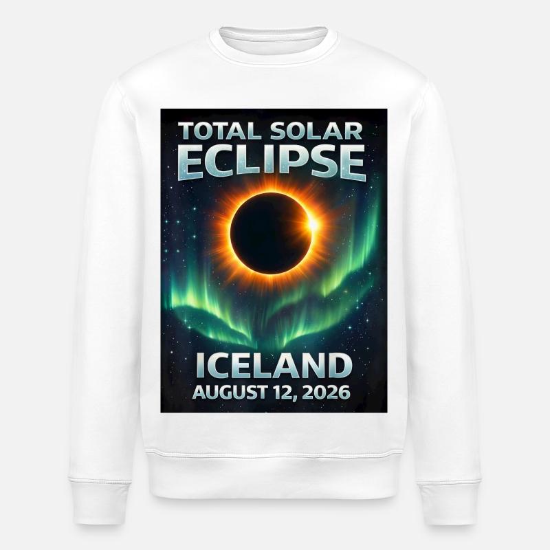 Total Solar Eclipse Iceland 2026 Reykjavik - Stanley/Stella ROLLER Unisex Organic Sweatshirt - white