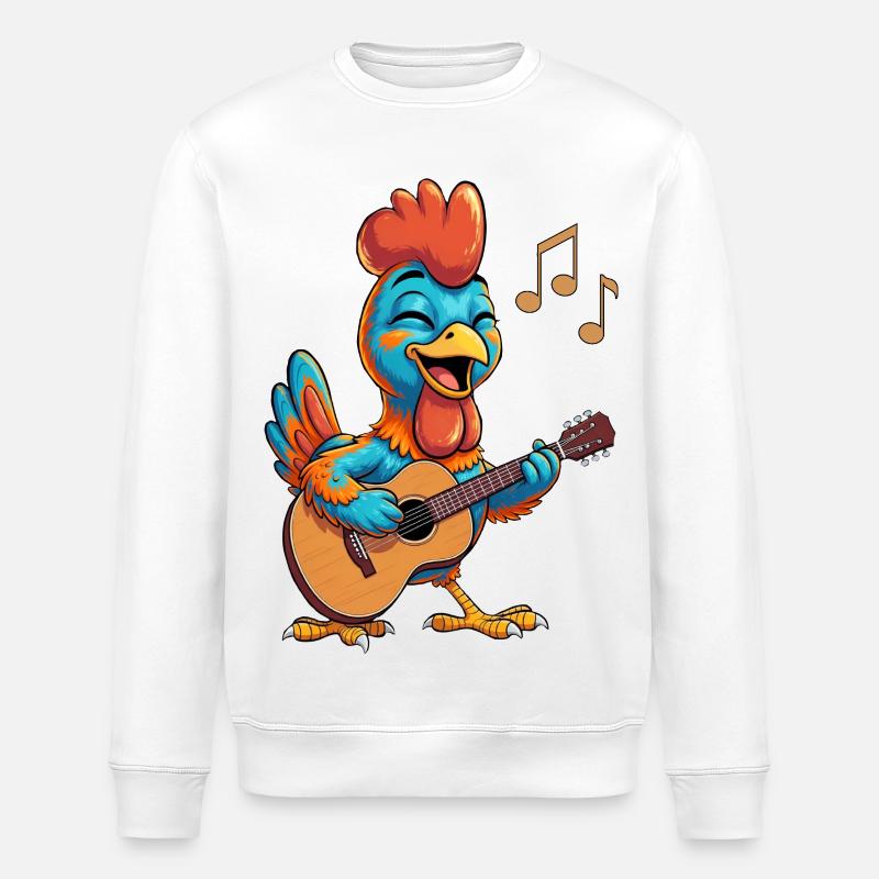 Poulet drôle à la guitare - Sweat bio ROLLER Stanley/Stella Unisexe - blanc