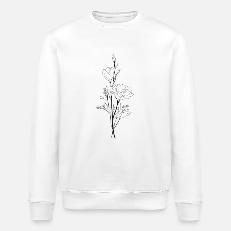 Minimal Blumenstrauß - Stanley/Stella Unisex Bio-Sweatshirt ROLLER - Weiß