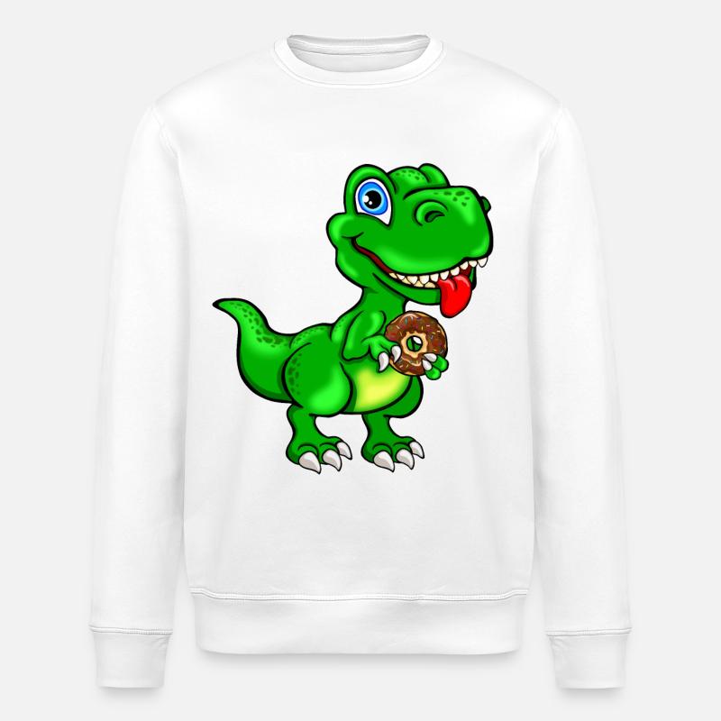 Dinosaur with donut - Stanley/Stella ROLLER Unisex Organic Sweatshirt - white