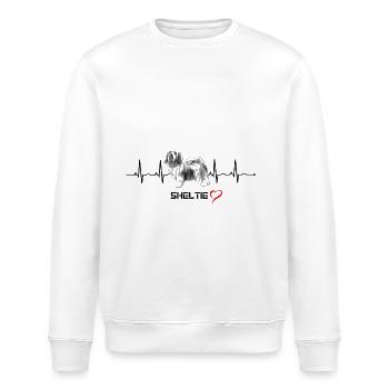 Sheltie Herzschlag Hunde Design - Sheltie Geschenk - Stanley/Stella Unisex Bio-Sweatshirt ROLLER - Weiß - Vorne - Nik (191cm)