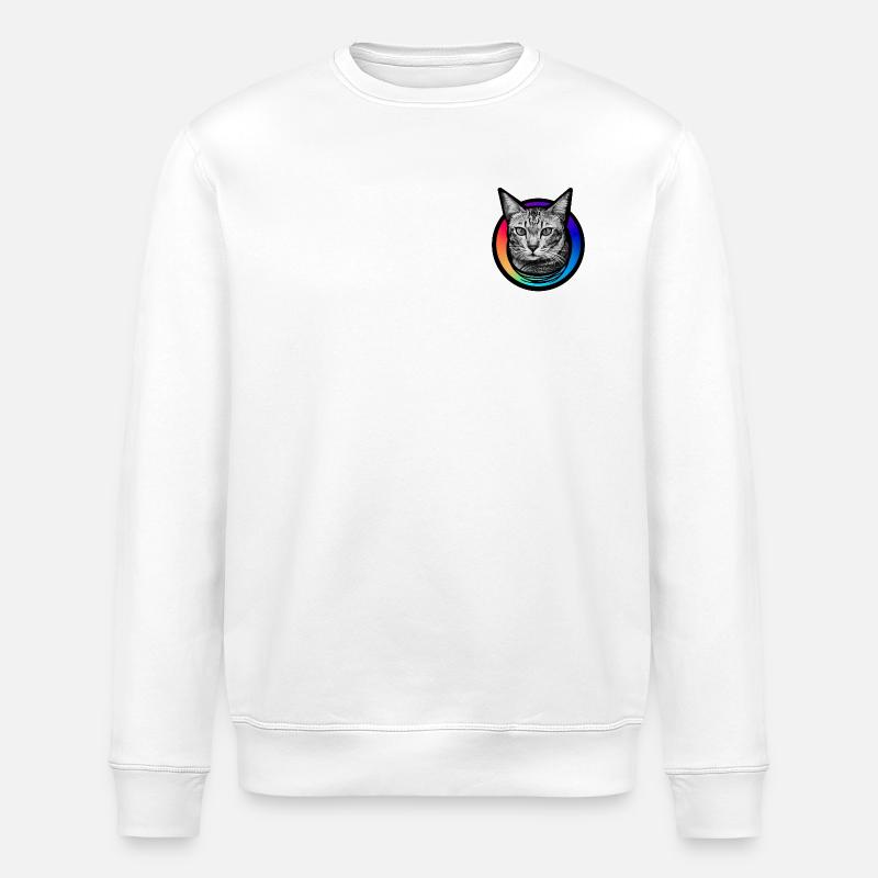 Regenbogen-Katze - Stanley/Stella Unisex Bio-Sweatshirt ROLLER - Weiß