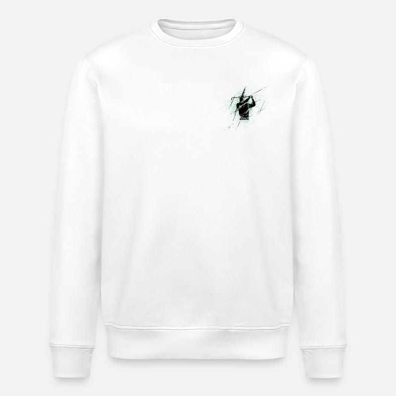 Golfer-Silhouette mit Grünflecken - Stanley/Stella Unisex Bio-Sweatshirt ROLLER - Weiß
