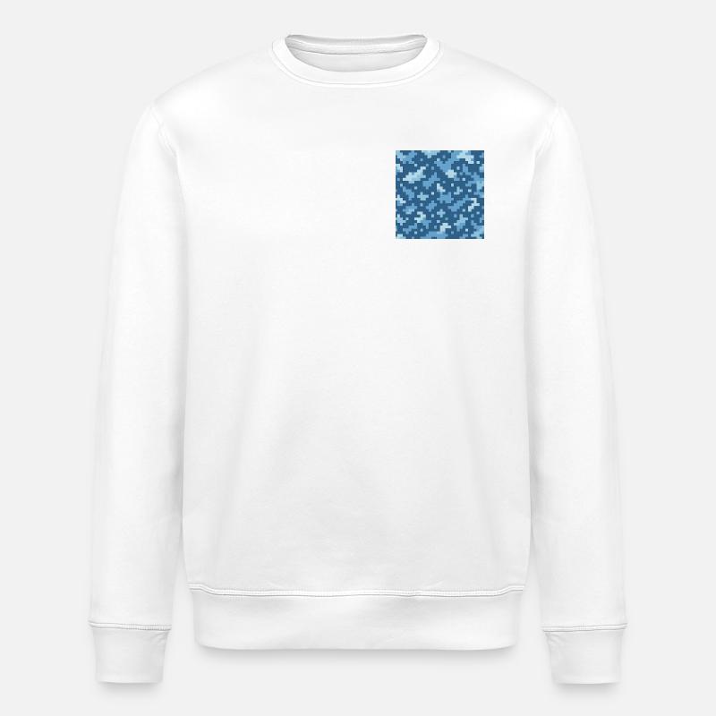 Blaues Pixelmuster - Stanley/Stella Unisex Bio-Sweatshirt ROLLER - Weiß