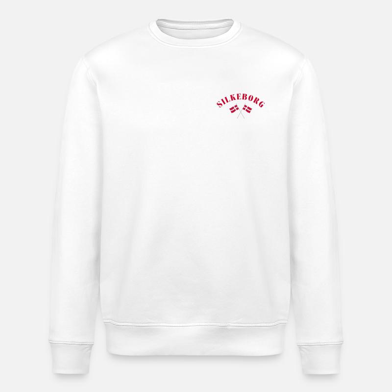 Silkeborg Denmark Flags Design - Stanley/Stella ROLLER Unisex Organic Sweatshirt - white