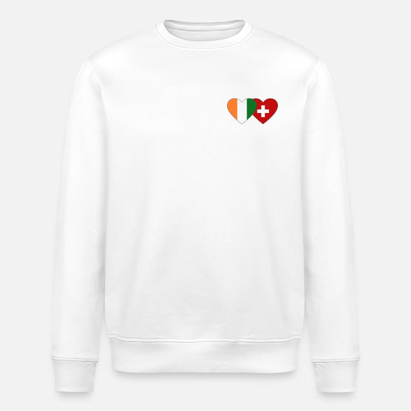 Elfenbeinküste Schweiz Flagge Herz - Stanley/Stella Unisex Bio-Sweatshirt ROLLER - Weiß