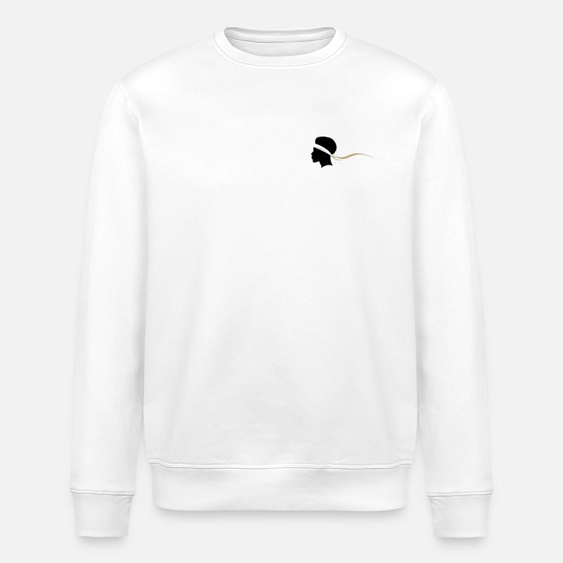 Minimalistischer Schwarz-Weiß-Afro - Stanley/Stella Unisex Bio-Sweatshirt ROLLER - Weiß