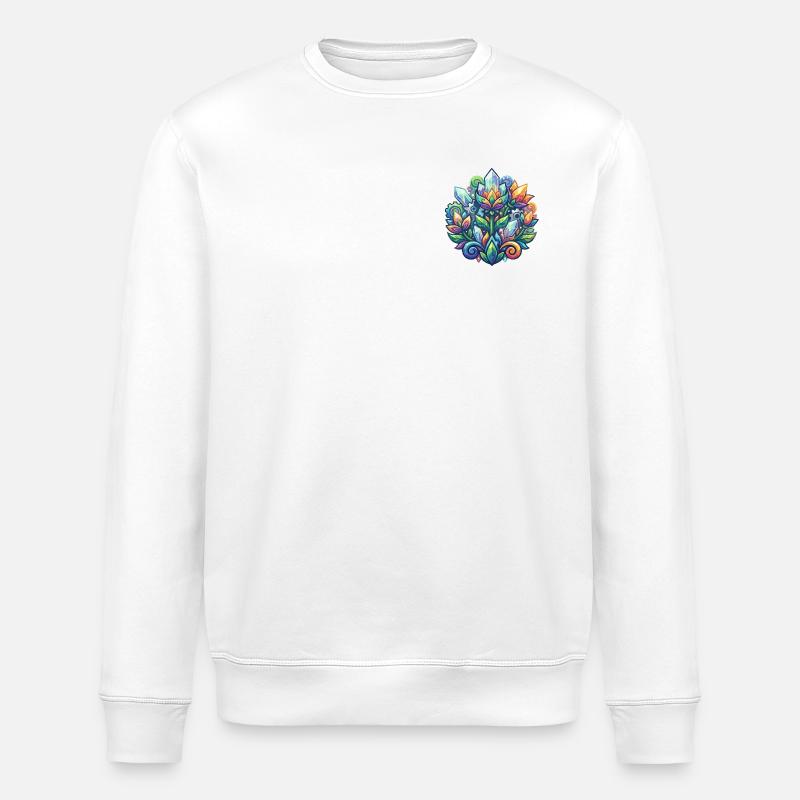 Luminous Crystal Lotus Flower Crystals Pattern - Stanley/Stella ROLLER Unisex Organic Sweatshirt - white