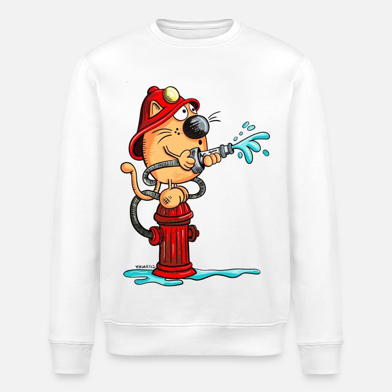 Pompier Chat - Sweat bio ROLLER Stanley/Stella Unisexe - blanc