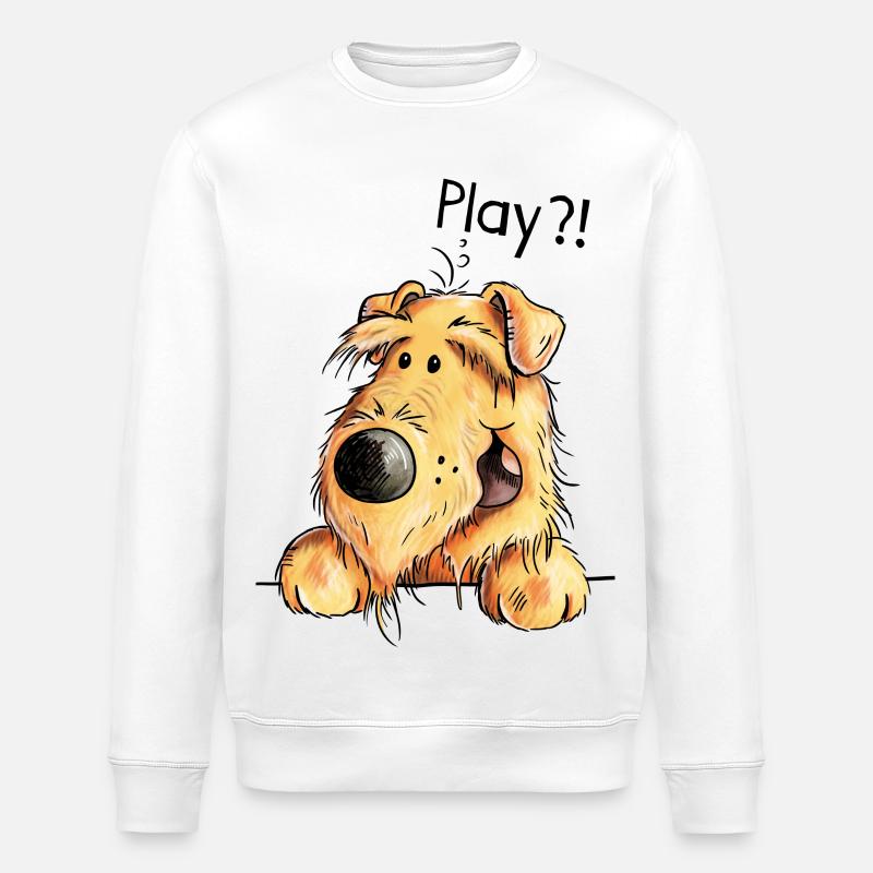 Drôle Airedale Terrier - Chien - Cadeau - Sweat bio ROLLER Stanley/Stella Unisexe - blanc