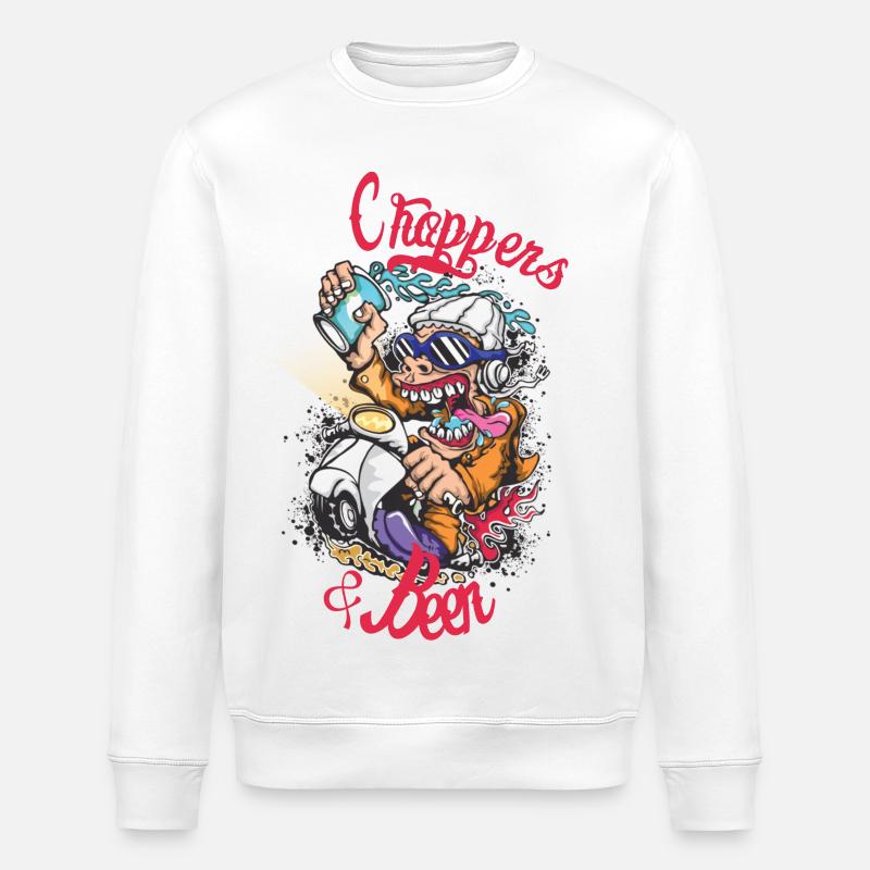 Choppers Crew Monkey Scooter - Stanley/Stella ROLLER Unisex Organic Sweatshirt - white