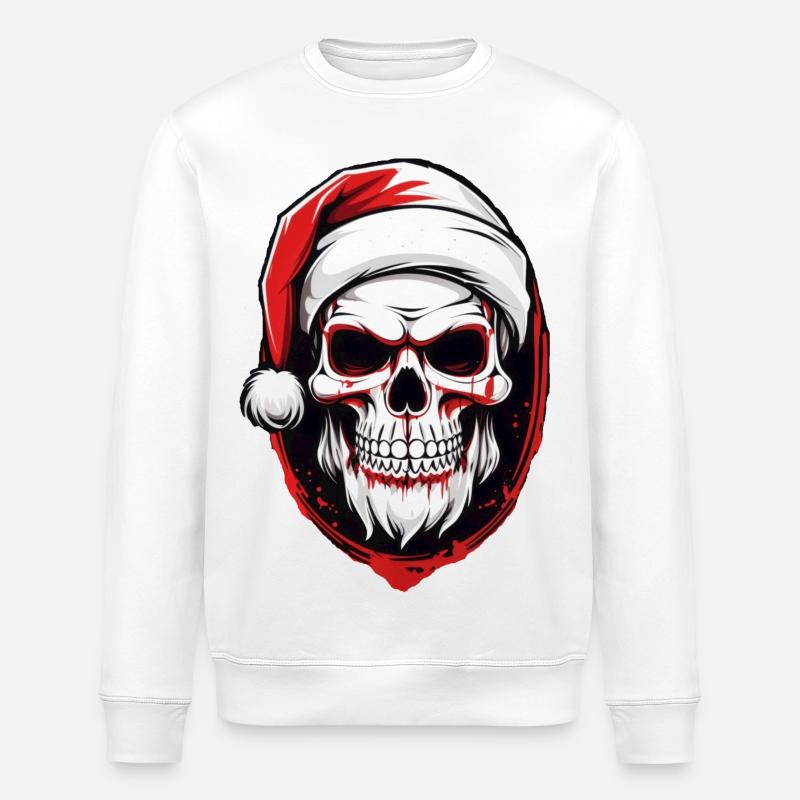 Crâne Père Noël - Sweat bio ROLLER Stanley/Stella Unisexe - blanc