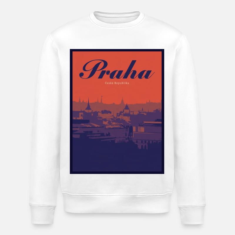 Paysage urbain en gradient de Praha - Sweat bio ROLLER Stanley/Stella Unisexe - blanc