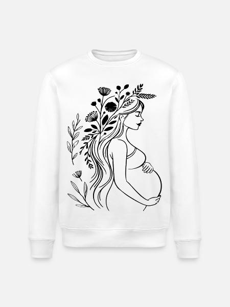 Schwangere Frau - Boho, personalisierbar - Stanley/Stella Unisex Bio-Sweatshirt ROLLER - Weiß