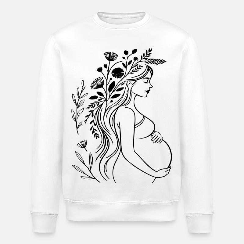 Schwangere Frau - Boho, personalisierbar - Stanley/Stella Unisex Bio-Sweatshirt ROLLER - Weiß