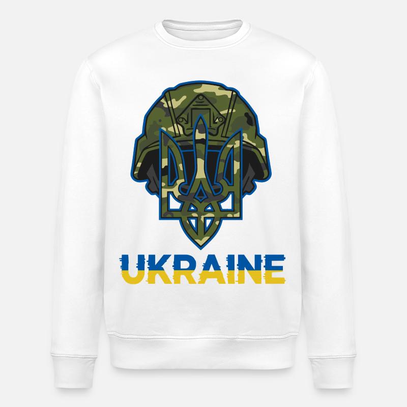 Ukraine Trident Camouflage Helm - Stanley/Stella Unisex Bio-Sweatshirt ROLLER - Weiß