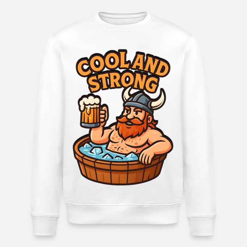 Cool und Starker Wikinger Eisbaden - Stanley/Stella Unisex Bio-Sweatshirt ROLLER - Weiß