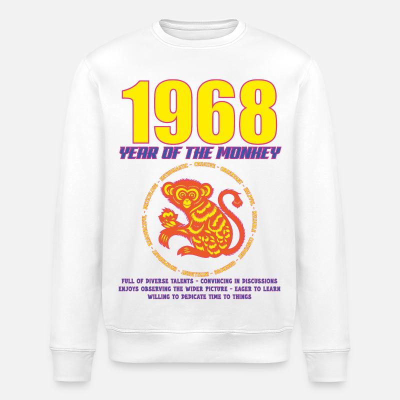 1968_MONKEY_fluor - Stanley/Stella Unisex Bio-Sweatshirt ROLLER - Weiß