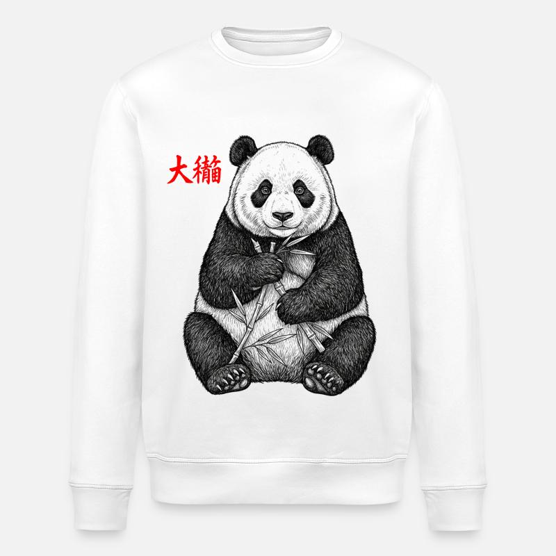 Asiatischer Panda - Stanley/Stella Unisex Bio-Sweatshirt ROLLER - Weiß
