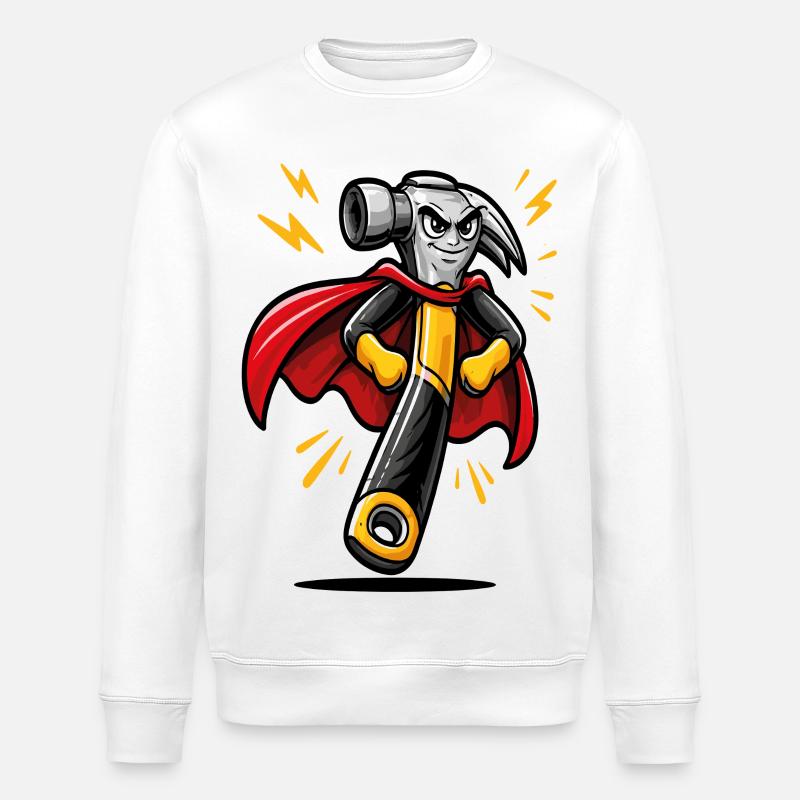 DIY-Superhelden-Cartoon-Hammer - Stanley/Stella Unisex Bio-Sweatshirt ROLLER - Weiß