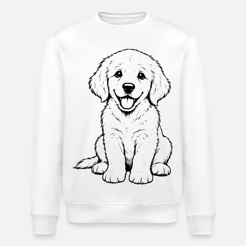 Golden_Retriever_Welpen_sitzend_schwarz - Stanley/Stella Unisex Bio-Sweatshirt ROLLER - Weiß