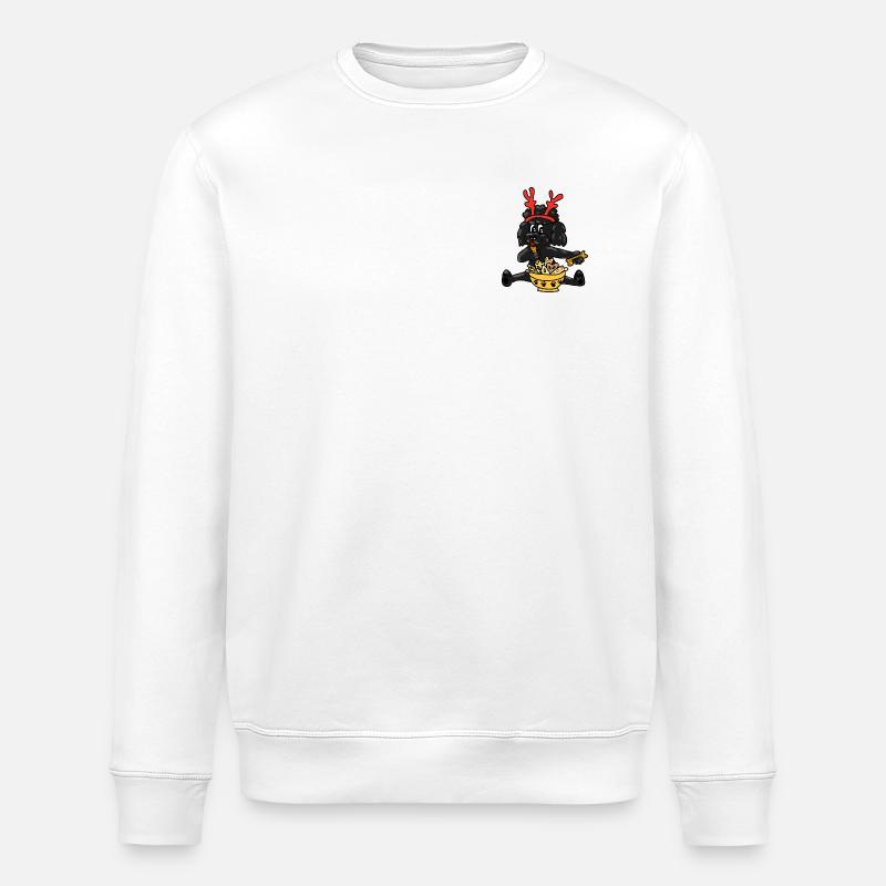 Weihnachten Pudel mit Geweih  - Stanley/Stella Unisex Bio-Sweatshirt ROLLER - Weiß