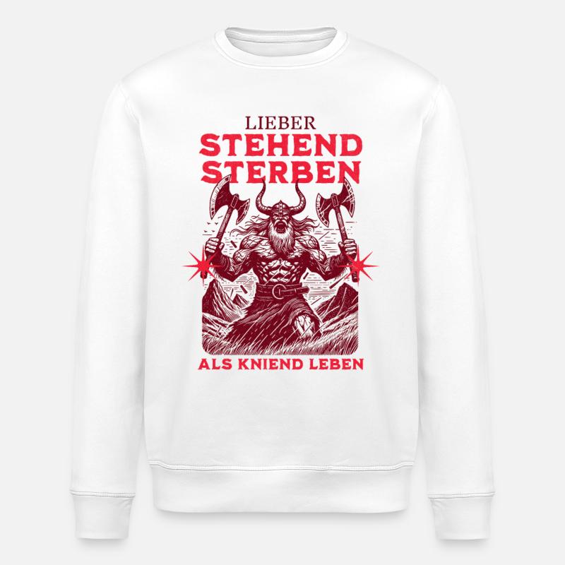 Viking Rocker Design : Matrice debout - Sweat bio ROLLER Stanley/Stella Unisexe - blanc