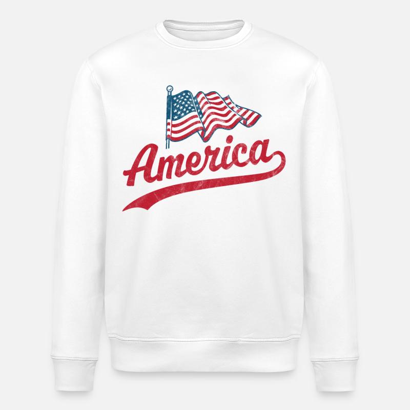 Drapeau de l’Amérique - Sweat bio ROLLER Stanley/Stella Unisexe - blanc