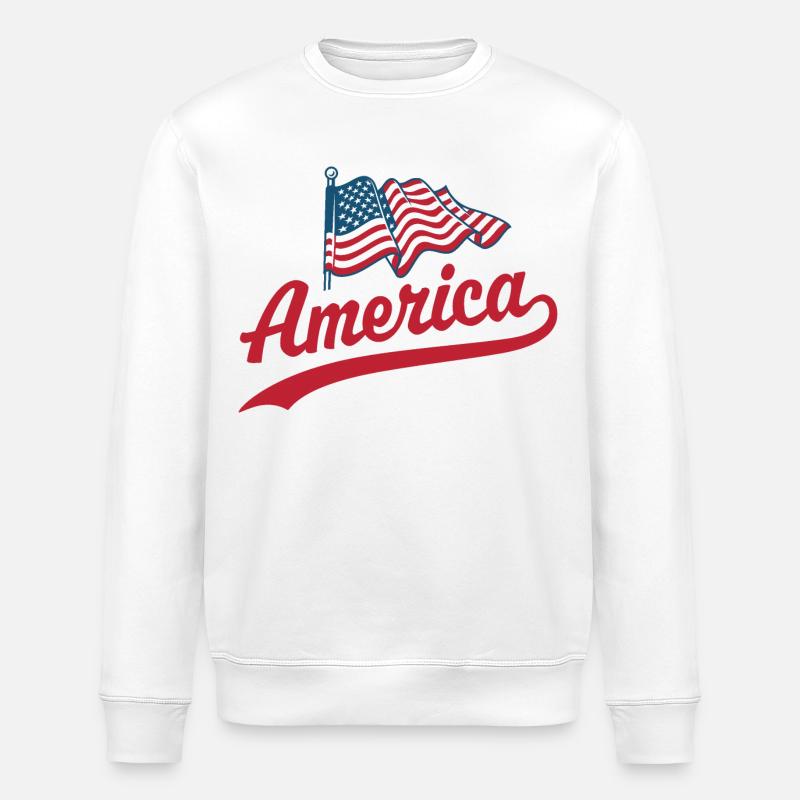 Amerika Flagge - Stanley/Stella Unisex Bio-Sweatshirt ROLLER - Weiß