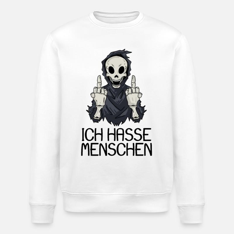 Ich hasse Menschen - Stanley/Stella Unisex Bio-Sweatshirt ROLLER - Weiß