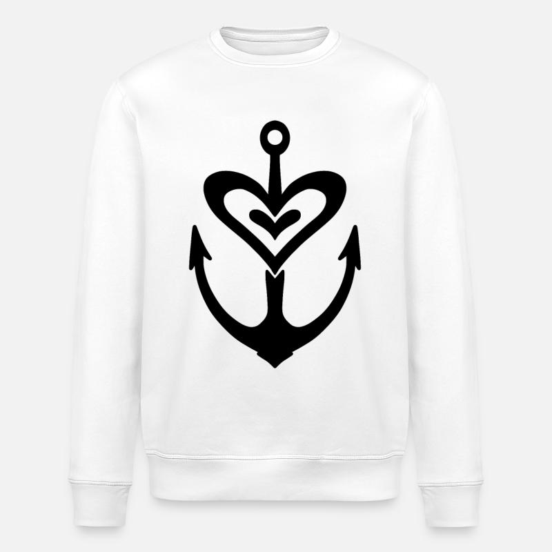 Anker Herz - Stanley/Stella Unisex Bio-Sweatshirt ROLLER - Weiß