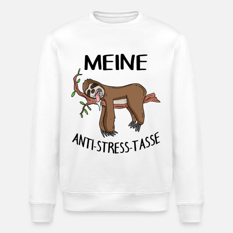 Tasse Faultier Kaffeetasse - Stanley/Stella Unisex Bio-Sweatshirt ROLLER - Weiß