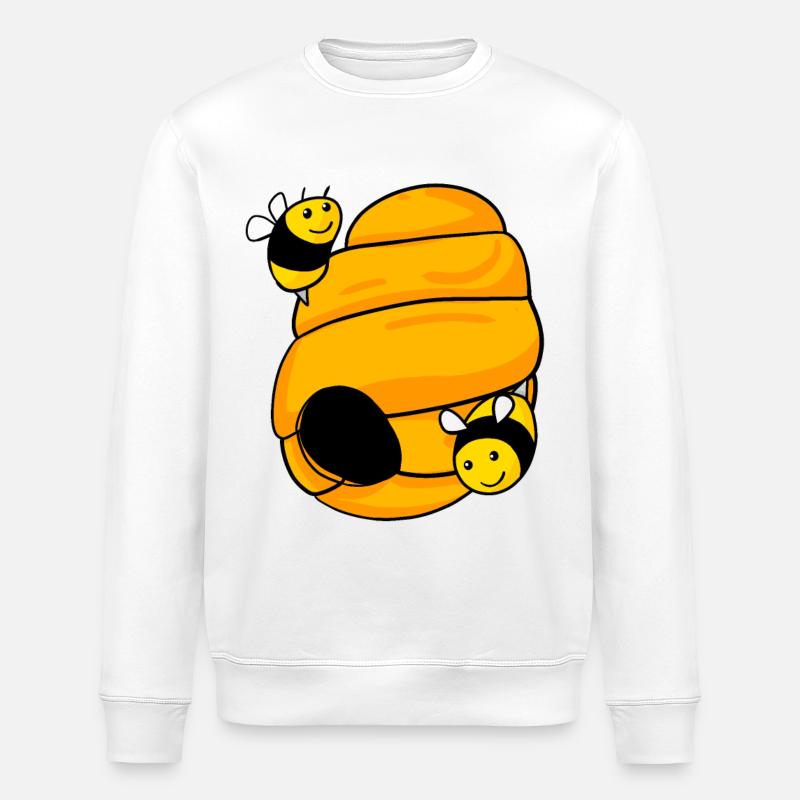 Bee nest with cute bees - Stanley/Stella ROLLER Unisex Organic Sweatshirt - white
