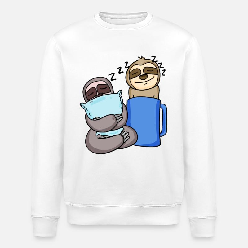 Sloth Sloths Sleeping Coffee - Stanley/Stella ROLLER Unisex Organic Sweatshirt - white