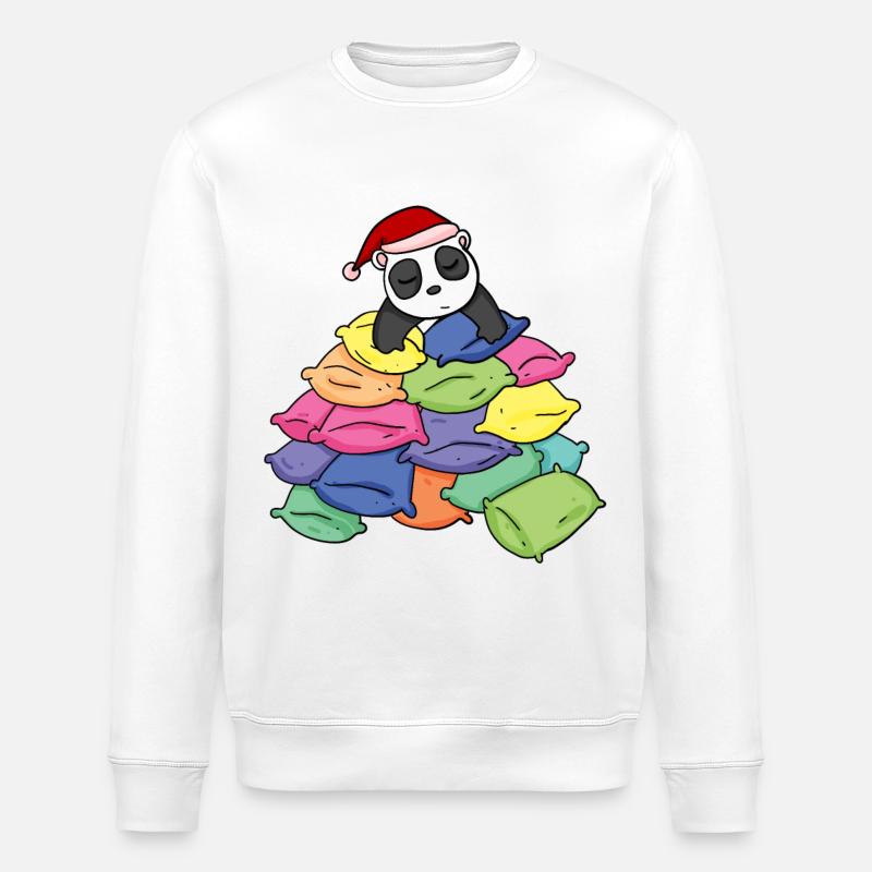 Panda and pillows - Stanley/Stella ROLLER Unisex Organic Sweatshirt - white