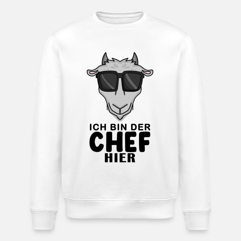 Cool Ziege Chef - Stanley/Stella Unisex Bio-Sweatshirt ROLLER - Weiß